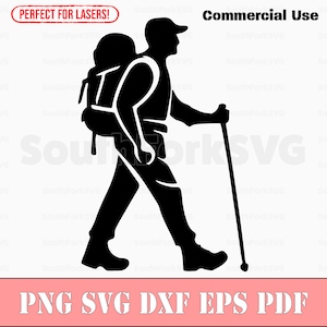 Wanderer Silhouette Design svg png dxf eps pdf | transparente Vektorgrafik Design Cut Print Dye sub Laser graviert Dateien Kommerzielle Nutzung