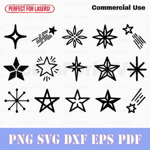 Simple Stars SVG-bundel svg png dxf eps pdf | vectorafbeelding knippen afdrukken kleurstof sub laser graveren illustraties commercieel gebruik