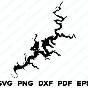 Grand Lake O' the Cherokees Oklahoma Mapa Forma Silueta svg png dxf pdf eps vector diseño gráfico corte grabado archivo láser casa de botes