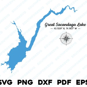 Great Sacandaga Lake New York Map Form Silhouette svg png dxf pdf eps Vektorgrafik geschnitten Gravur Laser-Datei Bild Boot See