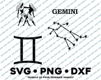 Gemini Zodiac Bundle SVG PNG DXF Cut File  Silhouette Cameo Star Sign Horoscope Constellation Tarot Astrology Birthday Air Sign Twins