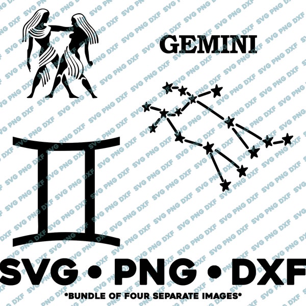 Gemini Zodiac Bundle SVG PNG DXF Cut File  Silhouette Cameo Star Sign Horoscope Constellation Tarot Astrology Birthday Air Sign Twins