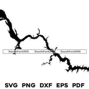 Lago Chesdin Virginia Mapa Forma Silueta svg png dxf pdf eps vector diseño gráfico corte grabado archivo láser imagen barco lago casa