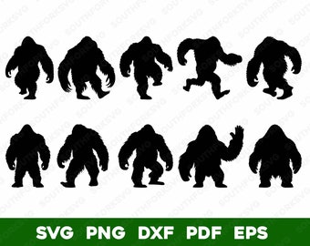 Bigfoot Simple Silhouette Bundle 1 | svg png dxf eps pdf | vector graphic design cut print laser engrave digital files commercial use