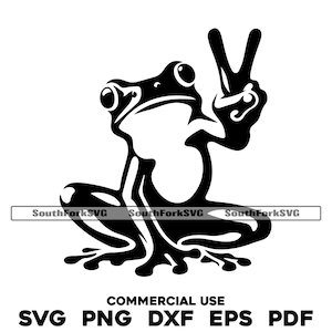 Signo de la paz de la rana svg png dxf eps pdf / archivo de corte gráfico vectorial clip art láser / descarga digital instantánea uso comercial
