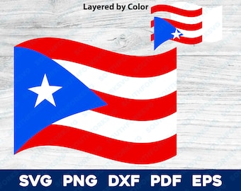 Puerto Rico Flag Waving svg png dxf eps pdf vector graphic design digital file U.S. 50 State Flags USA America United States Flags