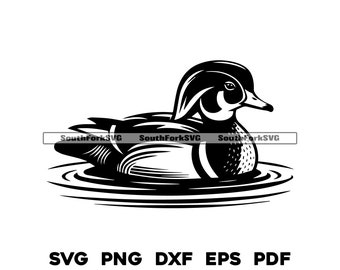 Wood Duck Floating on Water svg png dxf eps pdf | vector graphic design cut print dye sub laser engrave cnc digital files commercial use