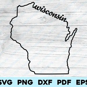 Wisconsin State Outline with Scripted Text | svg png dxf eps pdf | vector graphic design cut print dye sub laser cnc digital files