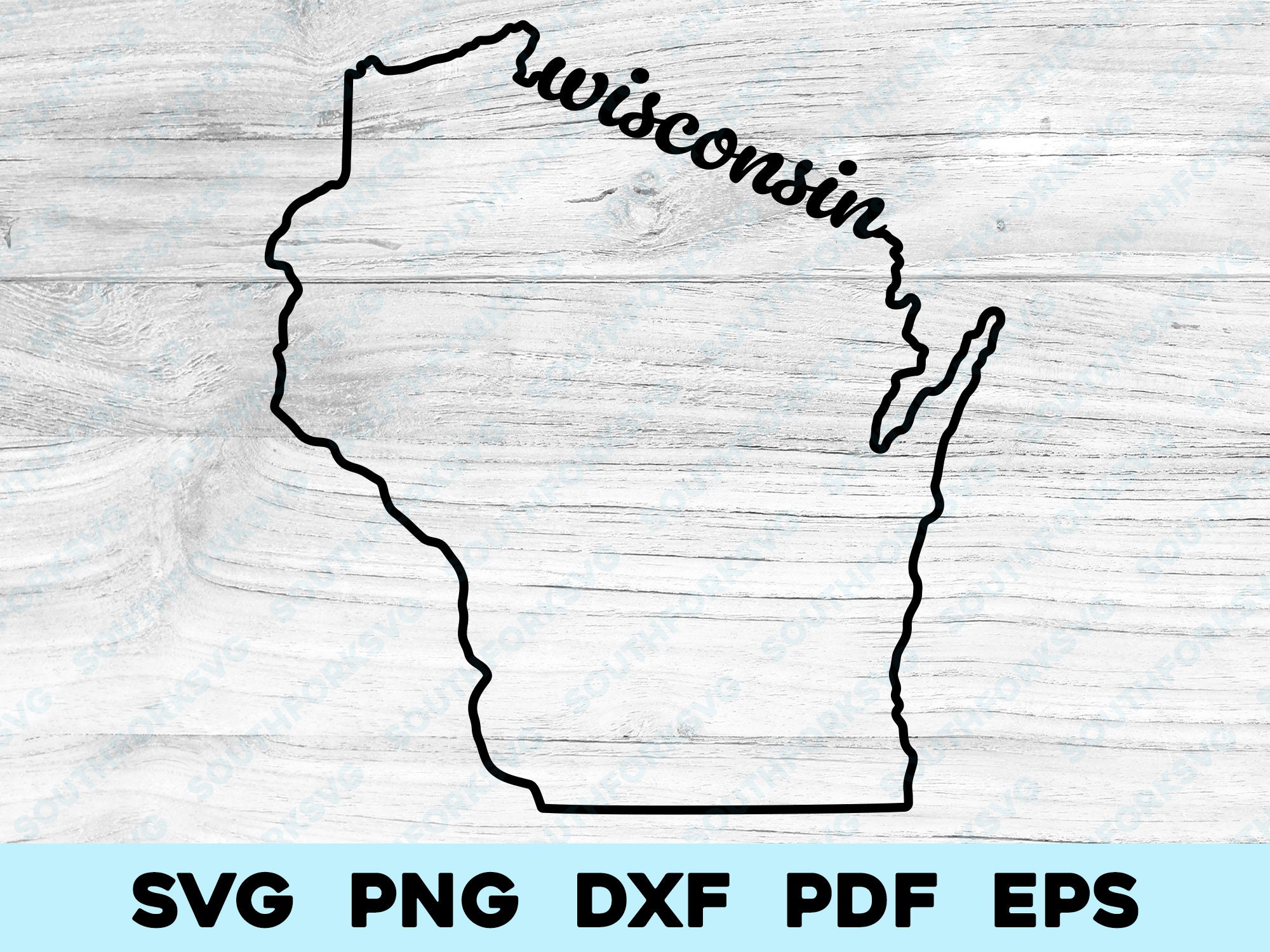 Wisconsin State Outline with Scripted Text | svg png dxf eps pdf | vector graphic design cut print dye sub laser cnc digital files