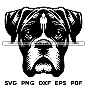Boxer Hundekopf Design | svg png dxf eps pdf | Vektorgrafik Datei Laser Clip Art schneiden | sofortiger digitaler Download kommerzielle Nutzung