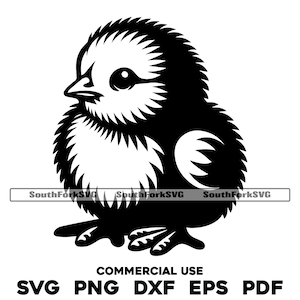 Lindo pollito svg png dxf eps pdf / archivos de impresión cortados con láser / gráficos vectoriales clip art / descarga digital instantánea para uso comercial