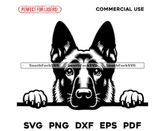 Belgian Malinois Dog Peeking Design | svg png dxf eps pdf | vector graphic cut file laser clip art | instant digital download commercial use