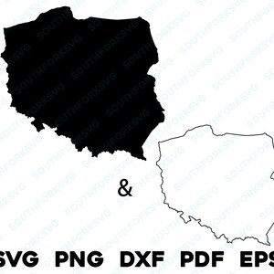 Polonia Paese Silhouette e contorno Forme svg png dxf pdf eps grafica vettoriale design taglio incisione laser file immagine mappa