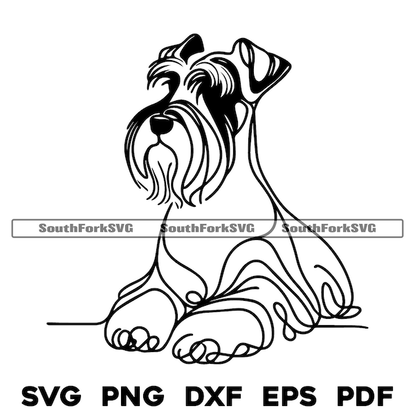 Miniature Schnauzer Minimal Line Art Design svg png dxf eps pdf vector graphic cut file laser clip art | instant download commercial use