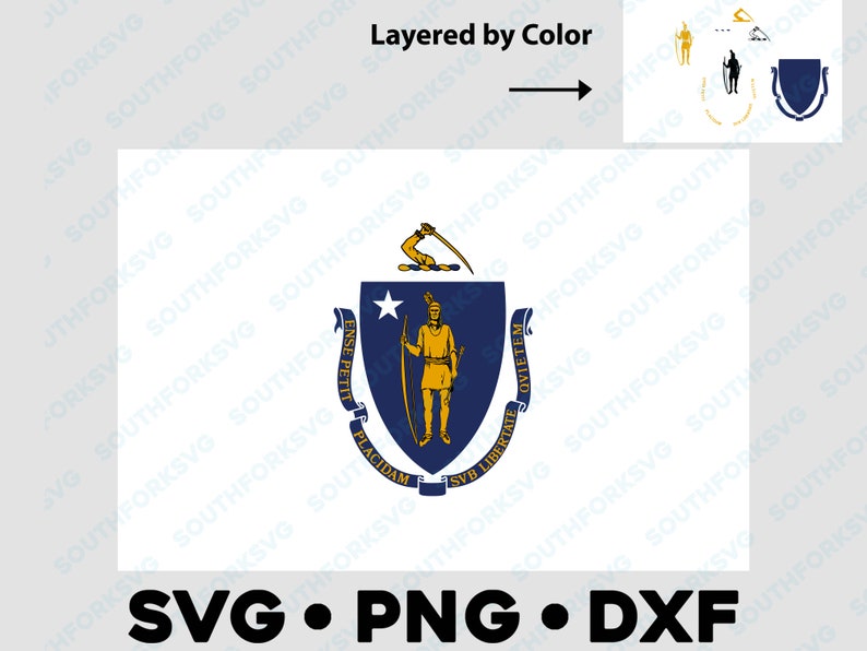 Massachusetts State Flag Svg Png Dxf Vector Graphic Design | Etsy