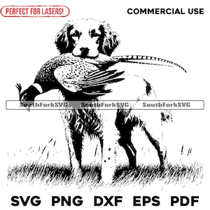 Épagneul breton oiseau chien fichiers de gravure laser svg png dxf eps pdf | Conception graphique vectorielle impression découpée fichier numérique cnc sub cnc utilisation commerciale
