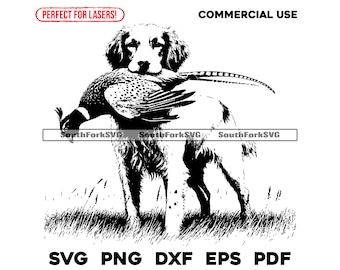 Brittany Spaniel Bird Dog Laser Engrave Files svg png dxf eps pdf | vector graphic design cut print dye sub cnc digital file commercial use