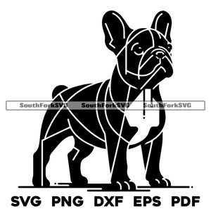 Bulldog Francês em Pé Design 3 Estética | svg png dxf eps pdf | arquivo de corte gráfico vetorial laser clip art | download instantâneo uso comercial