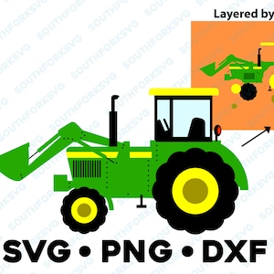 Tractor Layered by Color SVG PNG DXF clipart transparent vector graphic design cut file silhouette farm farmer truck john plow homestead