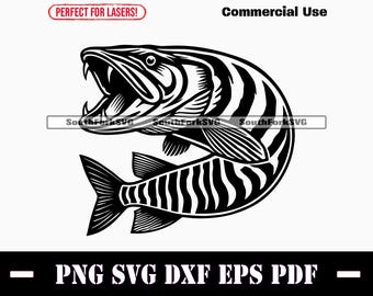 Muskie Musky Design Files svg png dxf eps pdf | transparent vector graphic design cut print dye sub laser engrave files commercial use