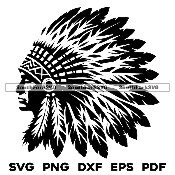 Native American Feather Headdress | svg png dxf eps pdf | laser cut print engrave dye sub vector graphic design | download commercial use