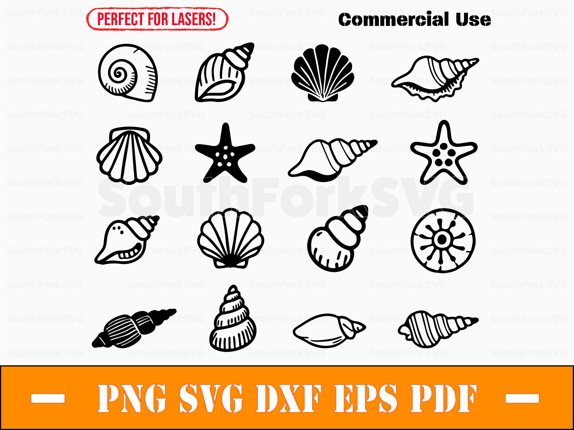 Simple Ink Seashells Vector Simple Seashells SVG Bundle Svg Png Dxf Eps Pdf | Vector Graphic Cut ...