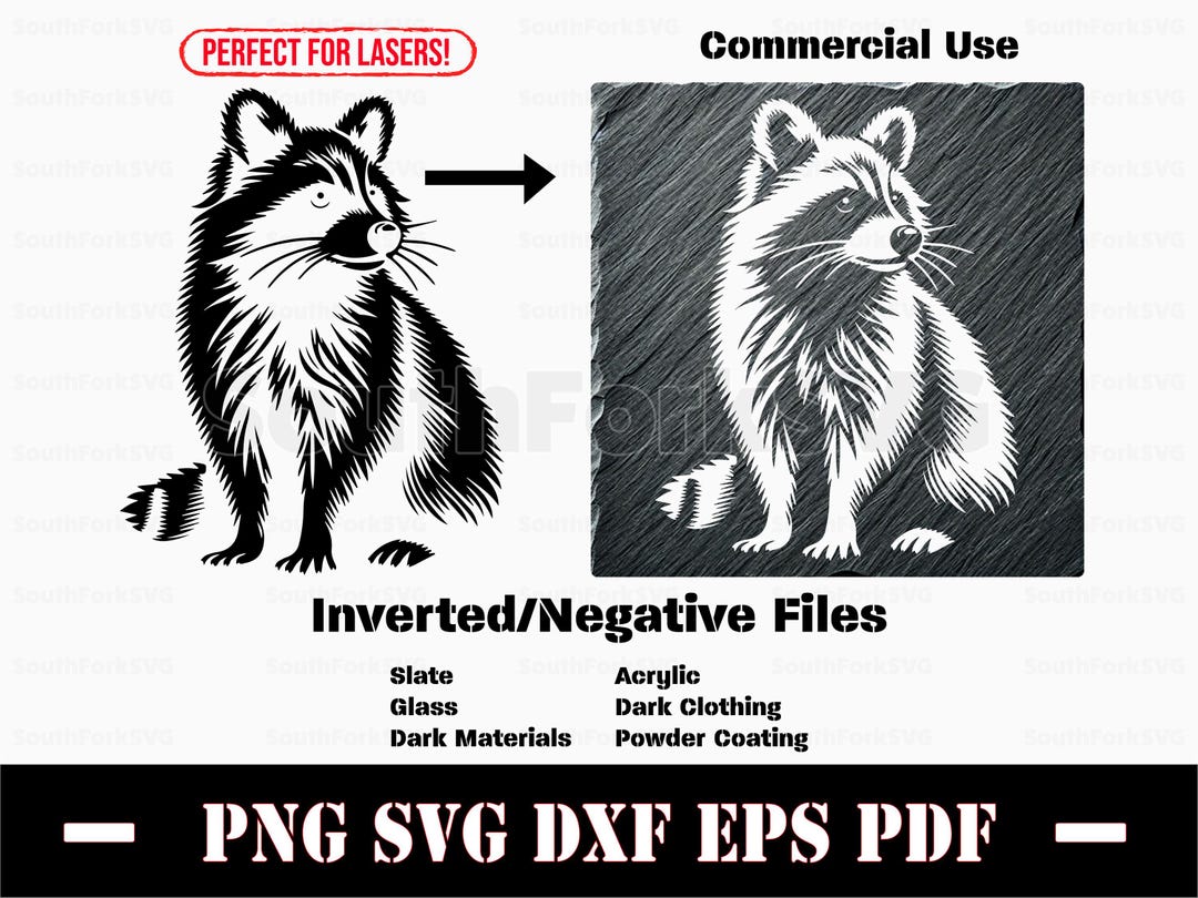 Inverted Raccoon Sitting Svg Png Dxf Eps Pdf | Vector Cut Print Laser ...