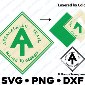 Znacznik szlaku Appalachów Logo SVG PNG DXF Warstwowe według koloru Wytnij plik Sylwetka Kamea Piesze wycieczki Plecakowanie Kemping Góry Aktywne życie
