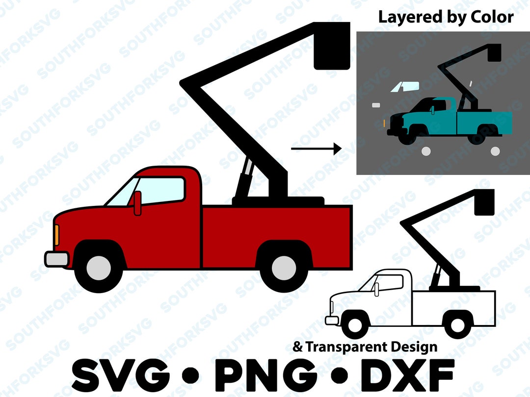 Tree Service Machine Svg Bucket Truck Electrician Tree Service SVG PNG DXF Clipart Transparent ...