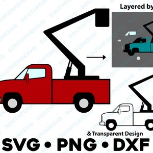Bucket Truck electrician tree service SVG PNG DXF clipart transparent vector graphic design cut file silhouette construction build farm