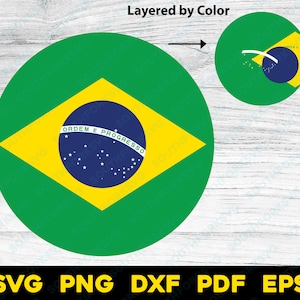 Brazil Flag Circle Layered by Color | svg png dxf eps pdf | vector graphic design cut print dye sub digital files South America Country