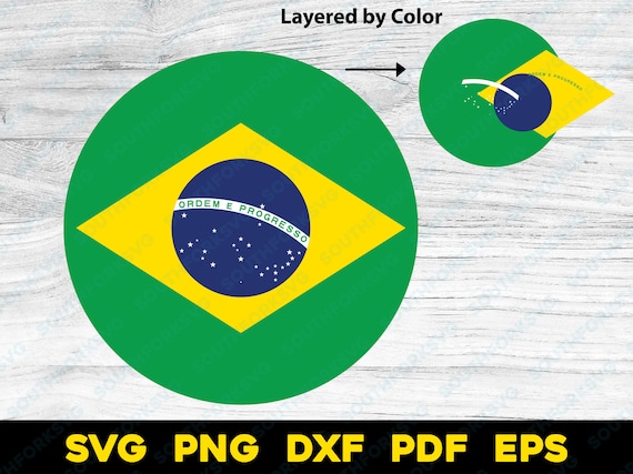 Cerchio bandiera Brasile a strati per colore / svg png dxf eps pdf /  disegno grafico vettoriale taglio stampa colorante sub file digitali Sud  America Paese -  Italia