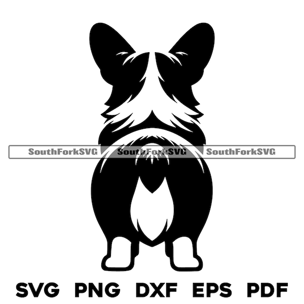 Welsh Corgi Tail Dog Design | svg png dxf eps pdf | vector graphic cut file laser clip art | instant digital download commercial use