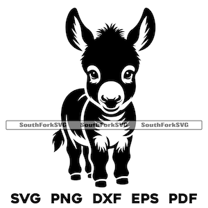 Lindo burro bebé svg png dxf eps pdf / archivos de impresión de corte de grabado láser / gráficos vectoriales clip art / descarga digital instantánea uso comercial