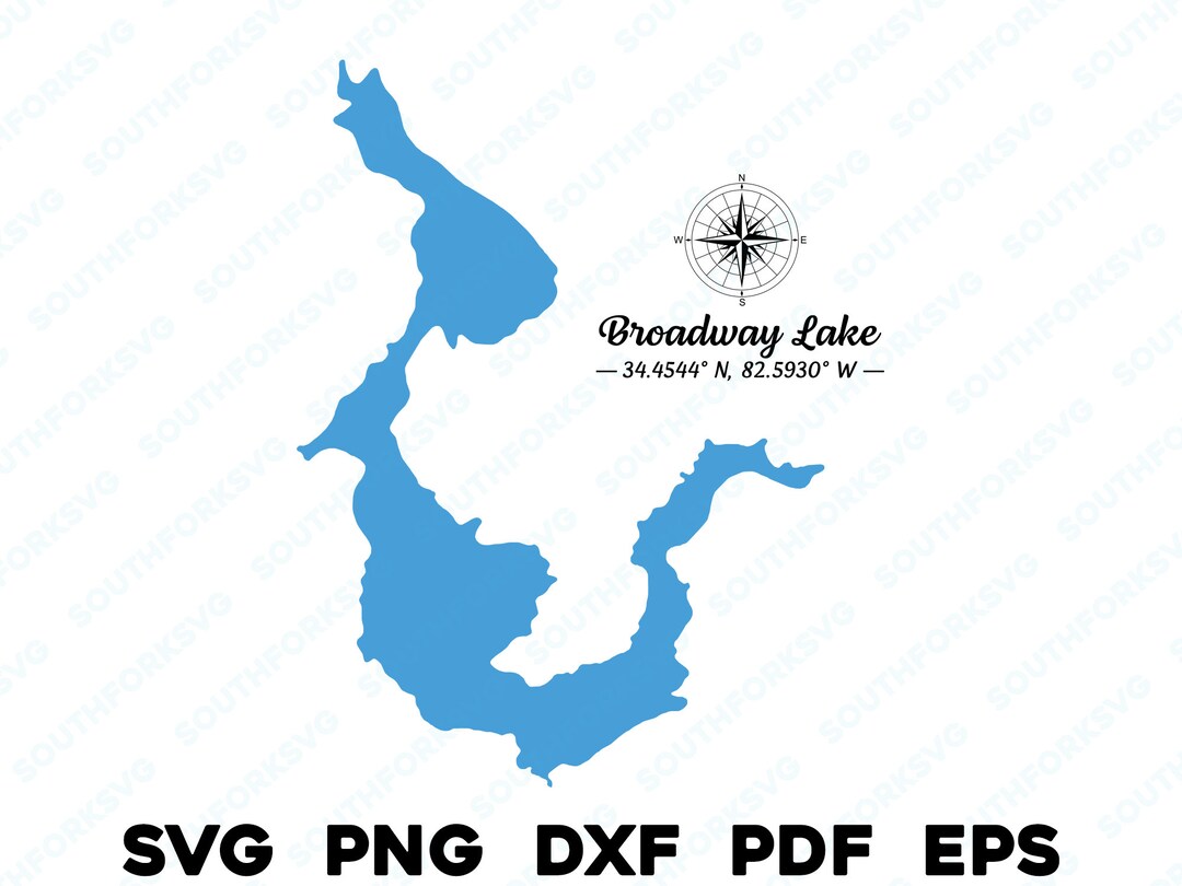 Broadway Lake South Carolina Map Shape Silhouette Svg Png Dxf Etsy