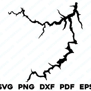 Lake Malone Kentucky Mapa Forma Silueta svg png dxf pdf eps vector diseño gráfico corte grabado archivo láser imagen barco lago casa