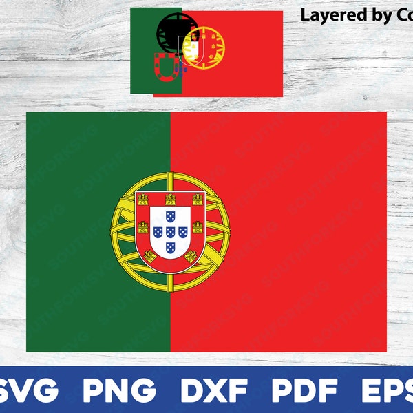 Portugal National Country Flag svg png dxf pdf eps layered by color vector graphic design digital file United Nation world travel Europe