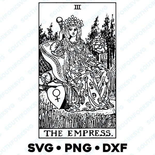 The Empress Tarot Card Major Arcana Rider Waite Deck SVG PNG DXF Transparent Background | Divinatory Vector Graphic Design Image