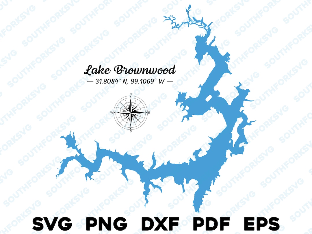 Lake Brownwood Texas Map Shape Silhouette Svg Png Dxf Pdf Eps Vector