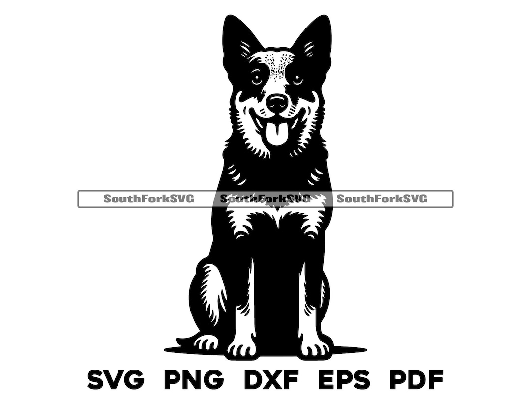 Blue Heeler Sitting Design 2 | Svg Png Dxf Eps Pdf | Vector Graphic Cut ...