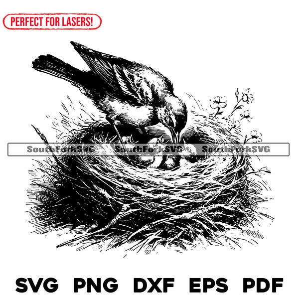 Bird's Nest Laser Engrave Files svg png dxf eps pdf vector graphic design cut print dye sub cnc digital files commercial use