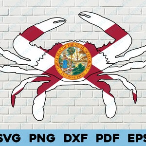 Florida State Flagge Krabbe svg png dxf eps pdf Vektorgrafik digitale Datei US 50 State Flaggen USA Amerika Flaggen der Vereinigten Staaten