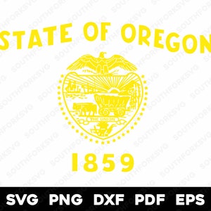Oregon State Flag Seal Crest Yellow | svg png dxf eps pdf | vector graphic design cut print dye sub laser engrave cnc digital files