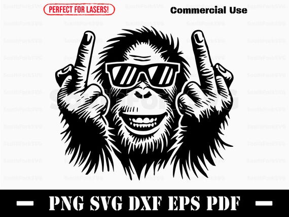 Orangutan Middle Fingers Svg Png Dxf Pdf Eps | Vector Graphic