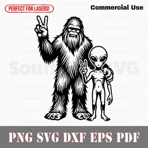 Bigfoot & Alien Peace Signs svg png dxf pdf eps / progettazione grafica vettoriale taglio stampa colorante sub laser incide file digitali uso commerciale