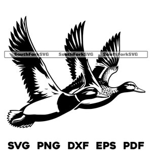 Canards colverts mâle femelle paire volant svg png dxf eps pdf | Conception graphique vectorielle découpée, impression, teinture, sub, gravure laser, fichiers cnc, utilisation commerciale