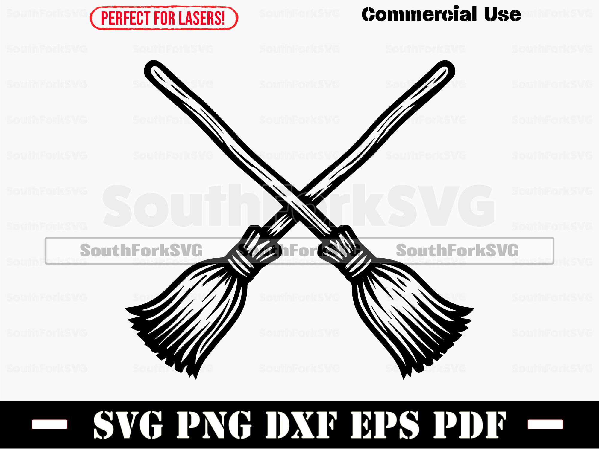 Crossed Brooms Broomsticks Svg Png Dxf Pdf Eps | Cut Print Laser ...