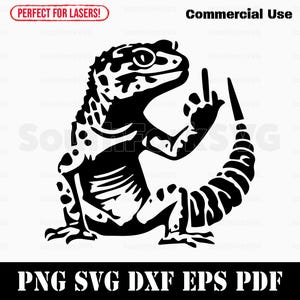 Leopard Gecko Middle Finger svg png dxf eps pdf | vector graphic cut file laser clip art | instant digital download commercial use