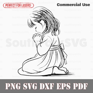 Kind Kniend Betend Laser Gravur Dateien svg png dxf eps pdf | Vektorgrafik Design Cut Print Dye sub cnc digitale Datei Kommerzielle Nutzung