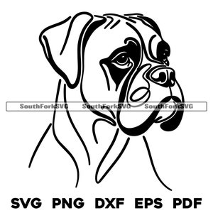 Boxer Dog Line Art Design / svg png dxf eps pdf / vector gráfico corte archivo láser clip art / descarga digital instantánea uso comercial